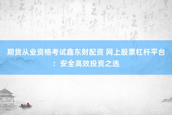 期货从业资格考试鑫东财配资 网上股票杠杆平台：安全高效投资之选